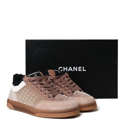 Chanel Fabric Suede Calfskin Logo Sneakers 36 Light Beige 13 of 13