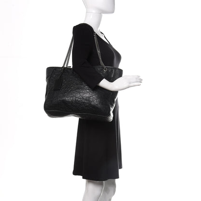 Saint Laurent Crinkled Calfskin Matelasse Monogram Large Niki Shopping Tote Bag Black 2 of 15