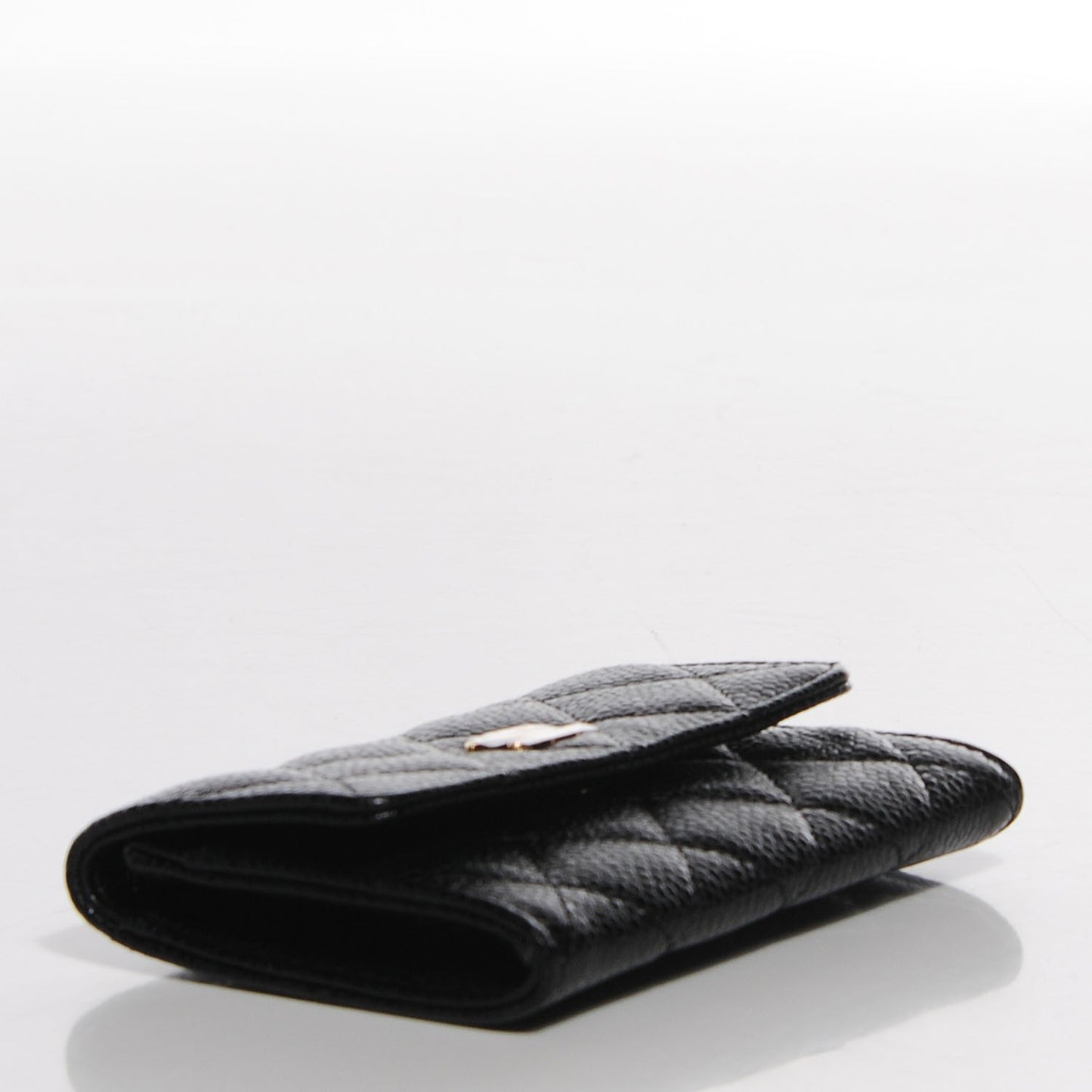 Caviar Quilted Flap Card Holder Black