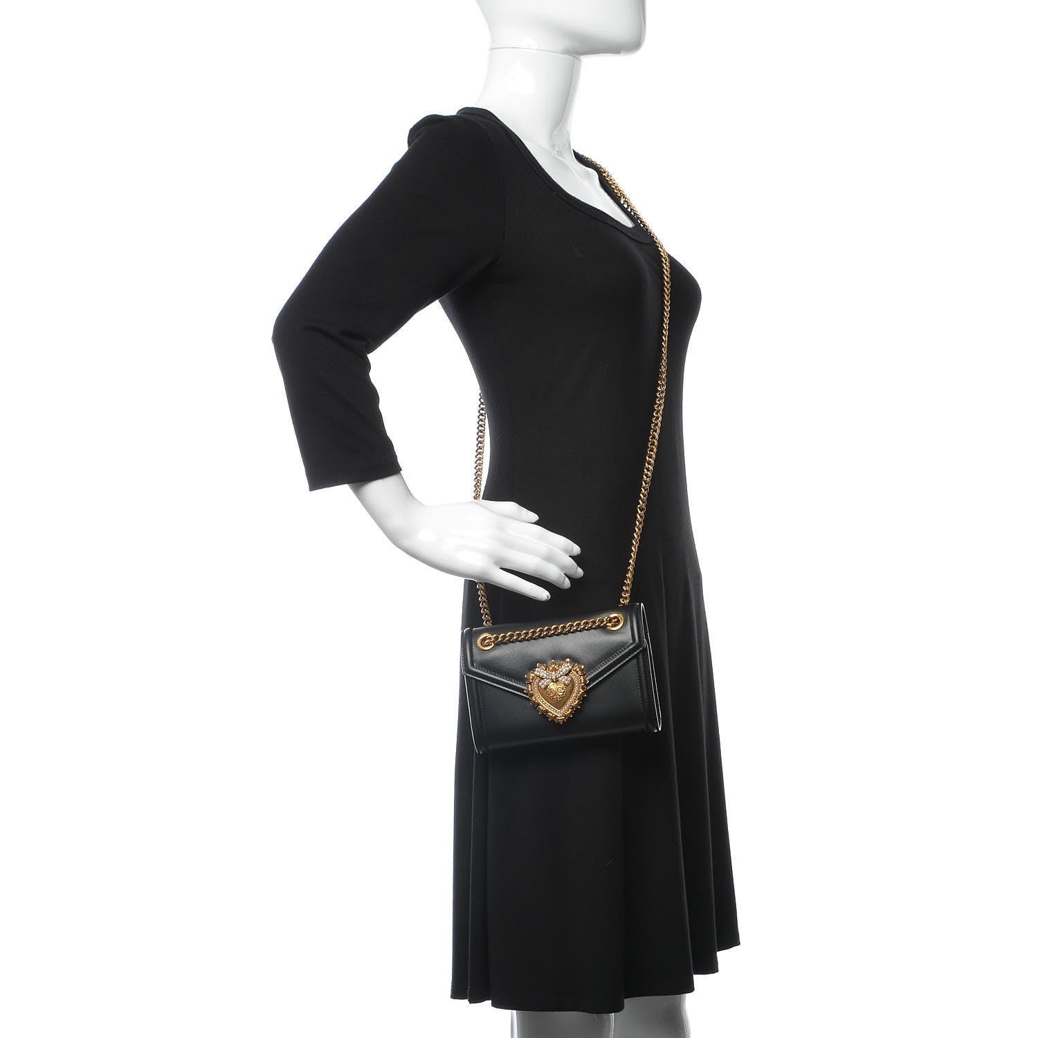 Dolce & Gabbana DOLCE & GABBANA Smooth Calfskin Mini Devotion Crossbody Bag Black 3 of 7