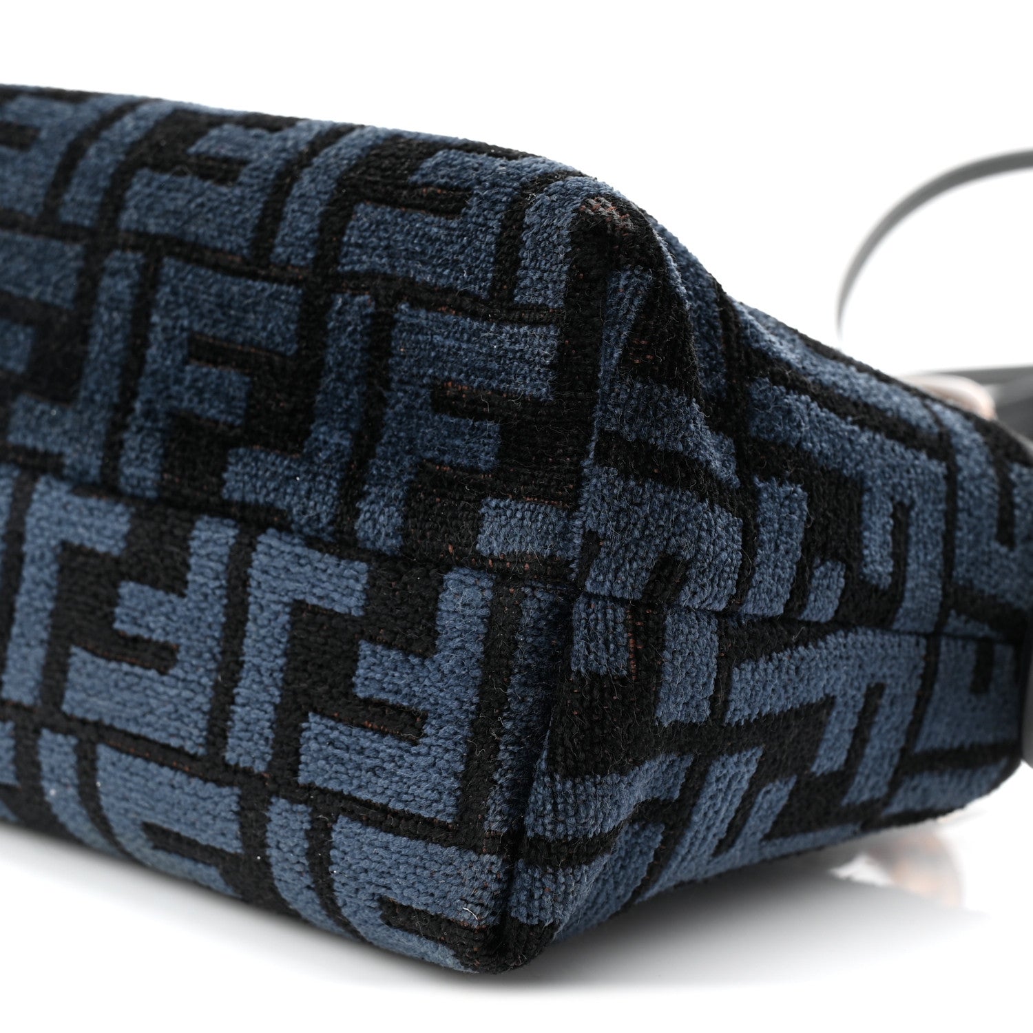 Fendi Chenille Vitello King Plexiglass FF Mini By The Way Top Handle Boston Bag Blue Black 10 of 10