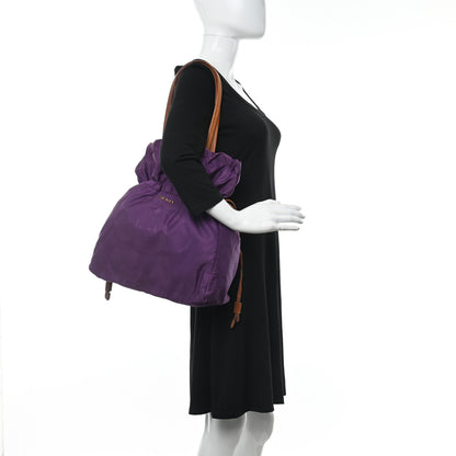 Prada Tessuto Nylon Jacquard Logo Drawstring Tote Viola 2 of 10