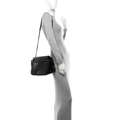 Chanel Glazed Calfskin Quilted Large CC Enchained Accordion Flap Black 2 of 11