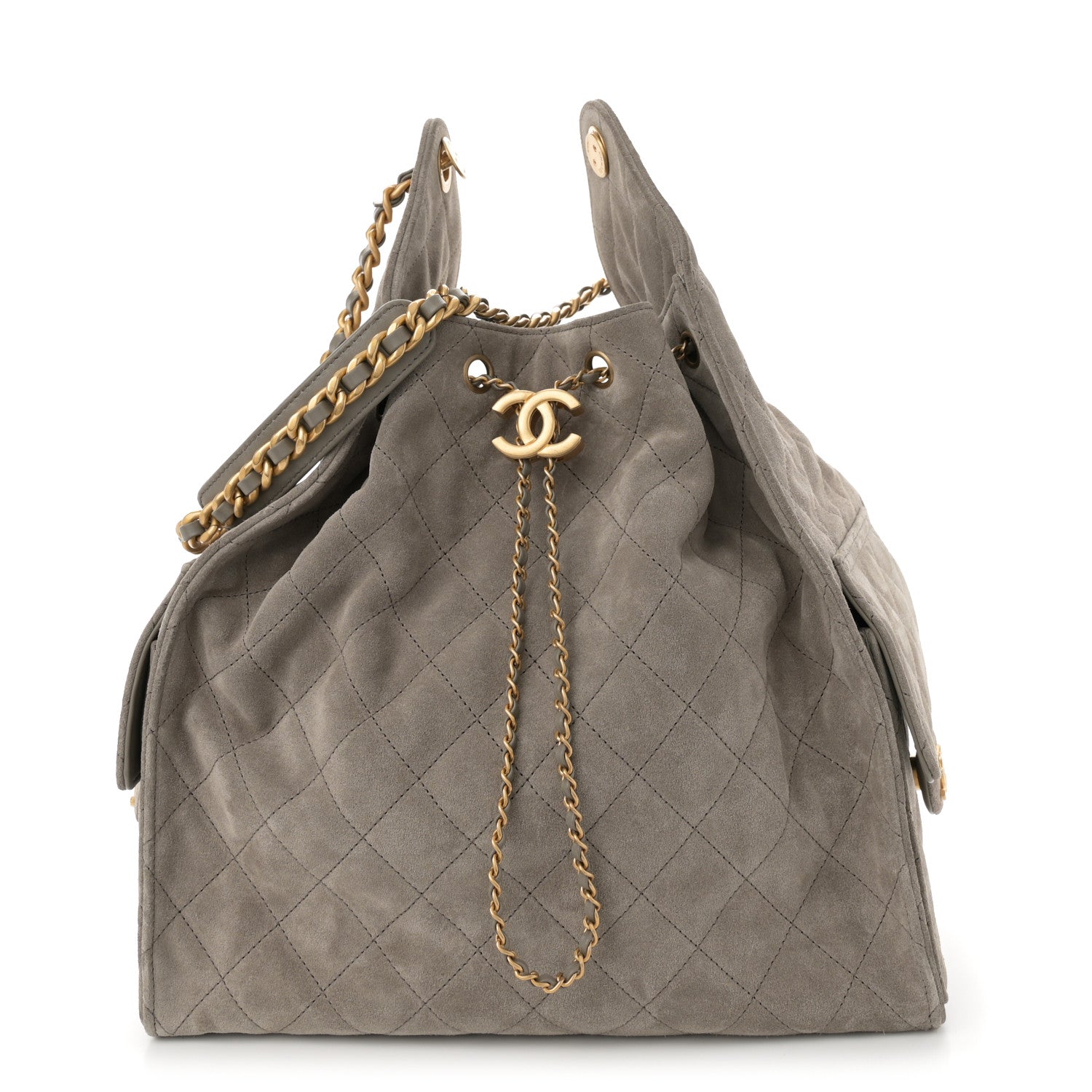 Chanel Suede Quilted Medium Chanel 25 Handbag Dark Grey 1 of 15