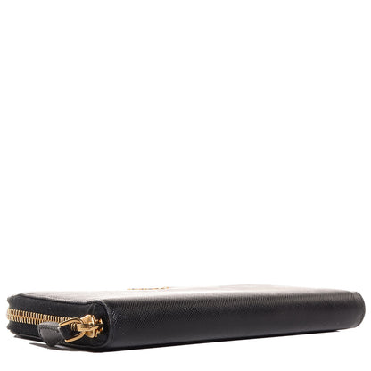 Prada Saffiano Metal Zip Around Wallet Nero Black 4 of 10