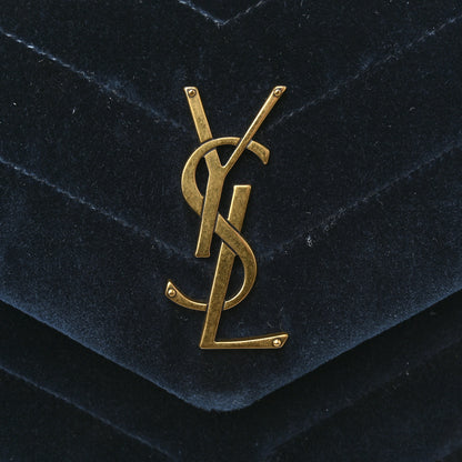 Saint Laurent Velvet Y Quilted Monogram Small Loulou Chain Satchel Medium Blue 11 of 15