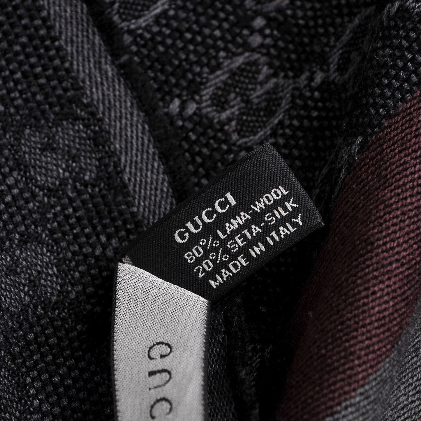 Wool Silk GG Monogram Web Verbier Fringe Scarf Charcoal