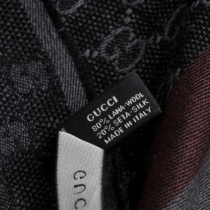 Gucci Wool Silk GG Monogram Web Verbier Fringe Scarf Charcoal 7 of 9