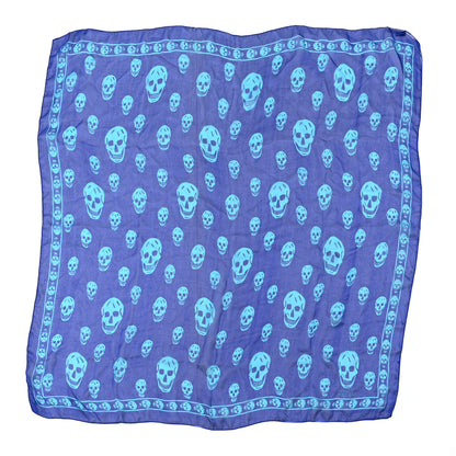 Alexander McQueen Silk Chiffon Skull Scarf Blue Turquoise 1 of 6