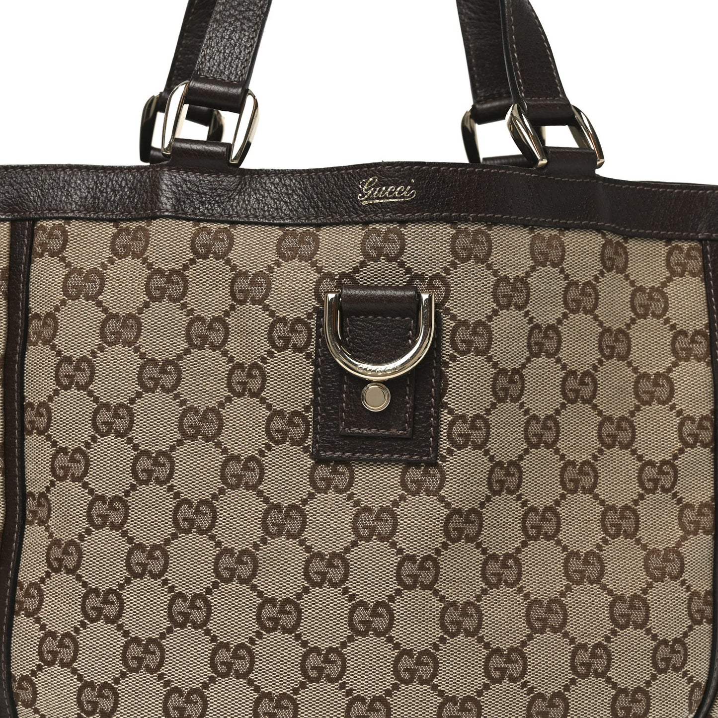 Monogram Small Gold D Ring Tote Brown