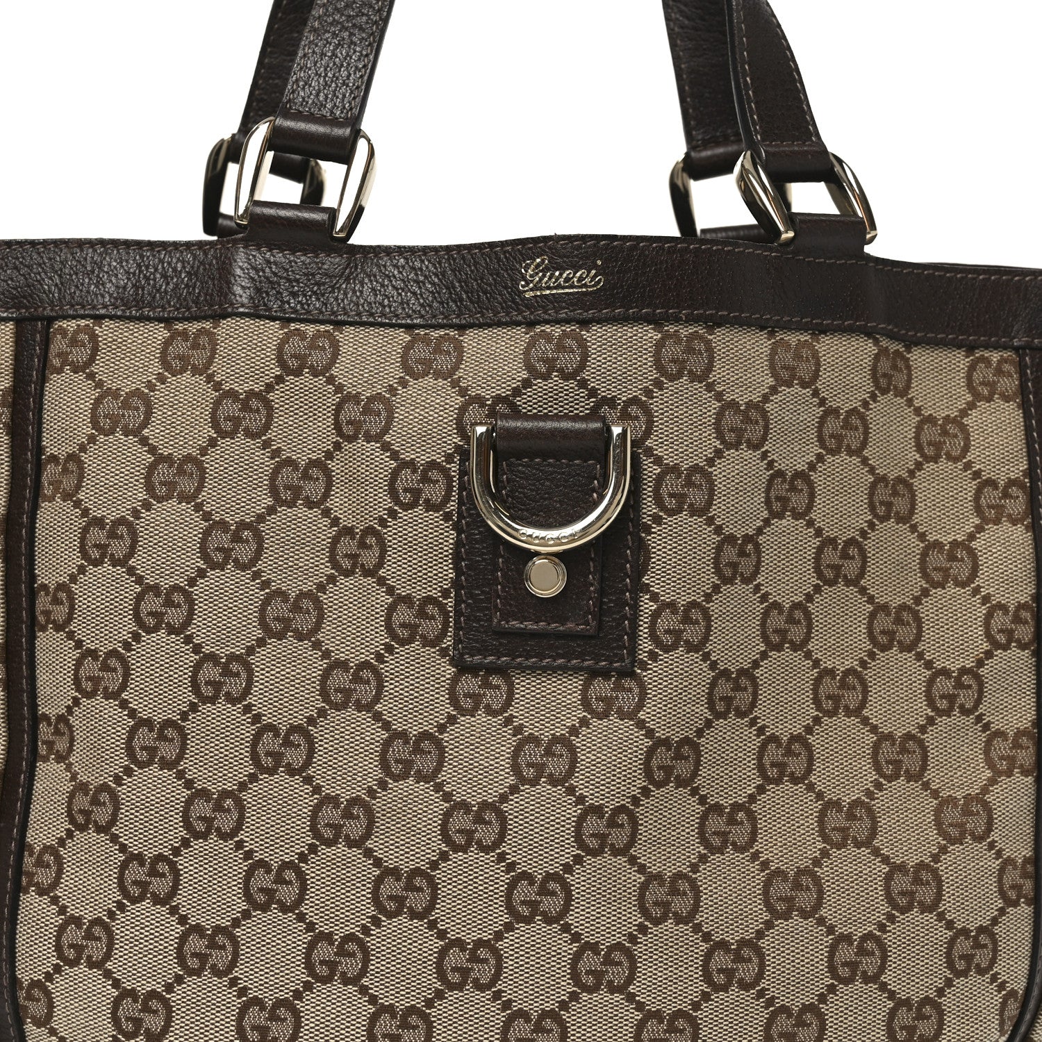 Gucci Monogram Small Gold D Ring Tote Brown 8 of 10