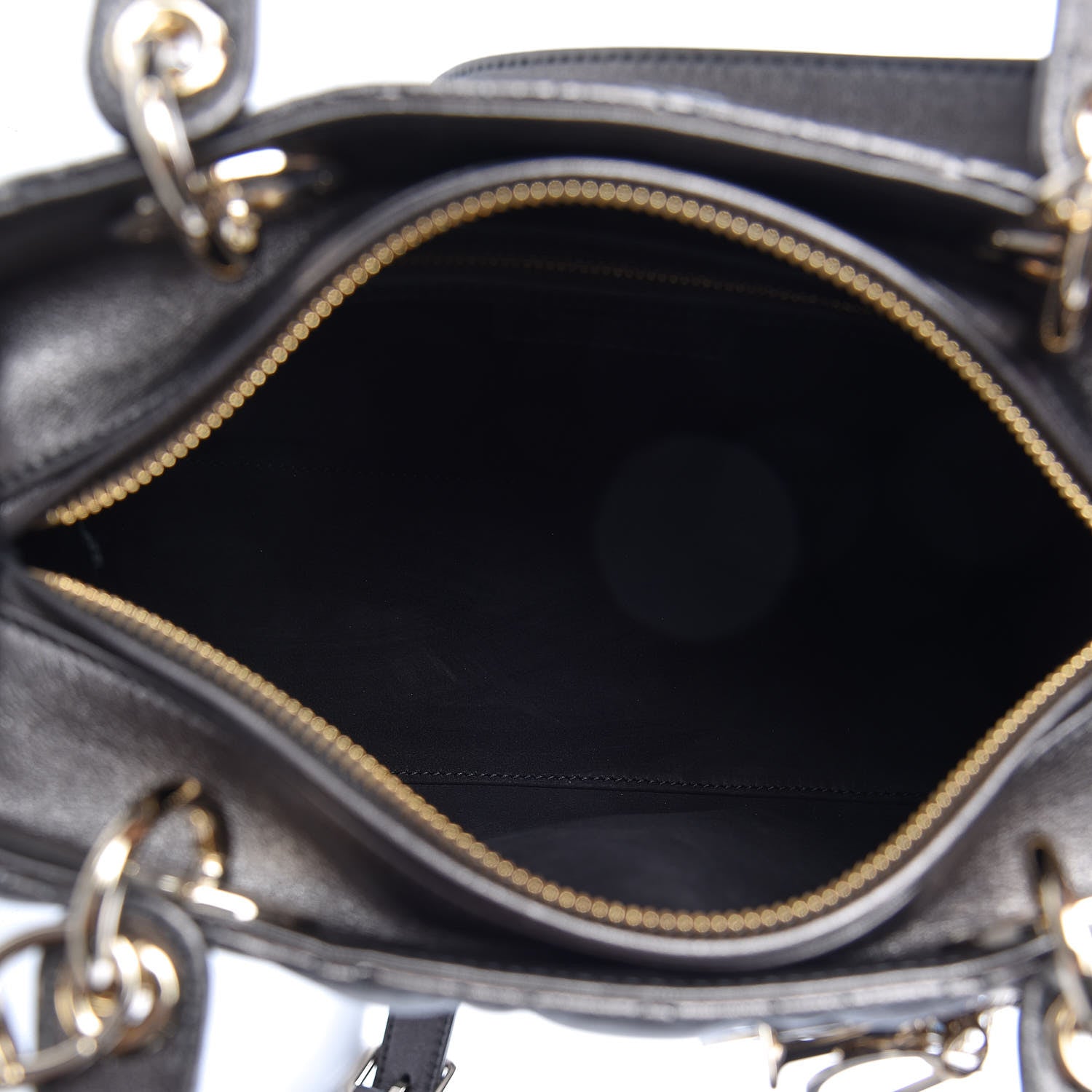 Christian Dior Metallic Lambskin Cannage Medium Lady Dior Gunmetal 5 of 10