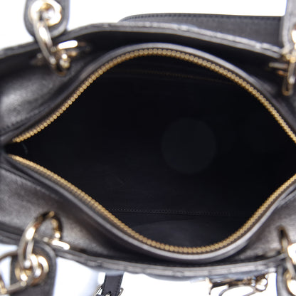Christian Dior Metallic Lambskin Cannage Medium Lady Dior Gunmetal 5 of 10