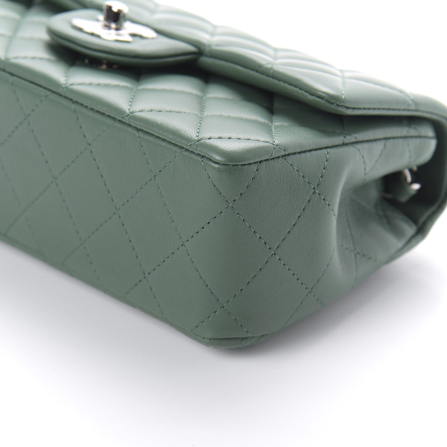 Lambskin Quilted Mini Rectangular Flap Green