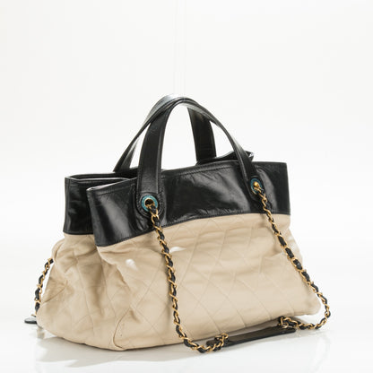 Chanel Calfskin Quilted In The Mix Shopping Tote Beige Black 2 of 14