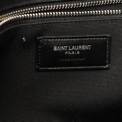 Saint Laurent Grain De Poudre Matelasse Chevron Large Monogram Satchel Light Grey 5 of 7