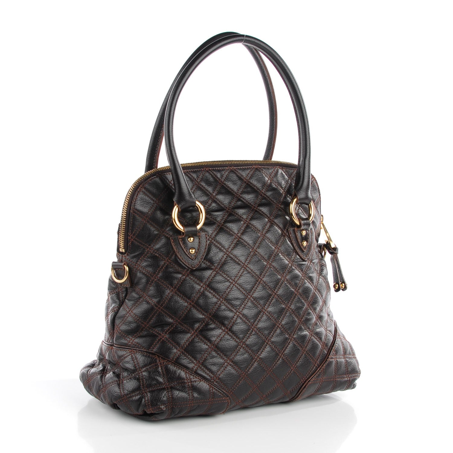 Marc Jacobs Lacquered Goatskin Quilting Class Satchel Truffle 3 of 10