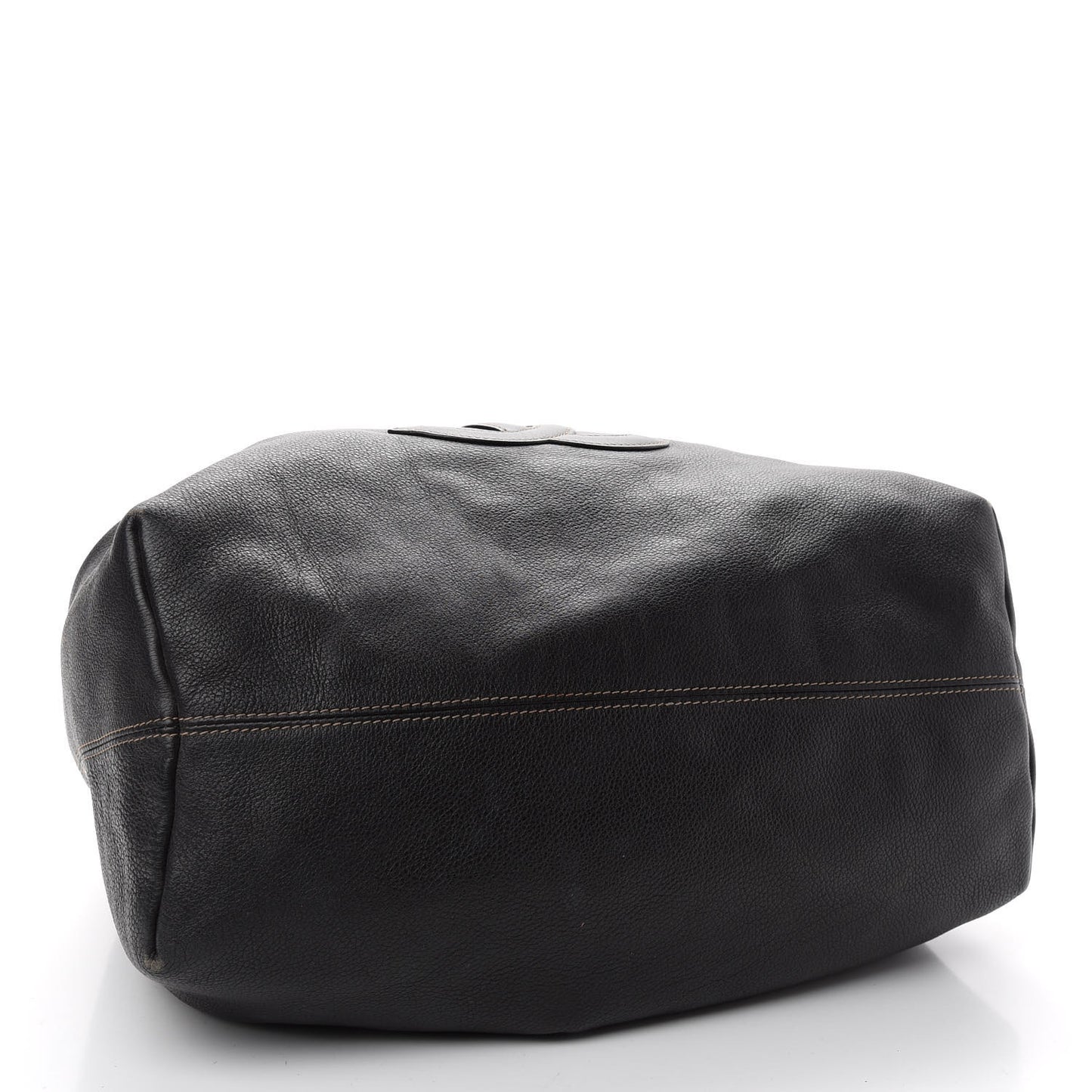 Grained Calfskin CC Drawstring Bucket Bag Black