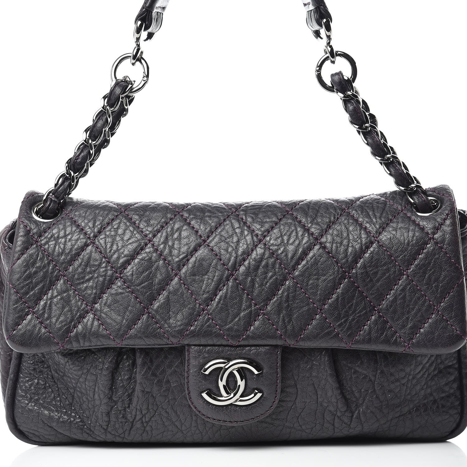 Chanel Distressed Lambskin Lady Braid Flap Dark Purple 10 of 15