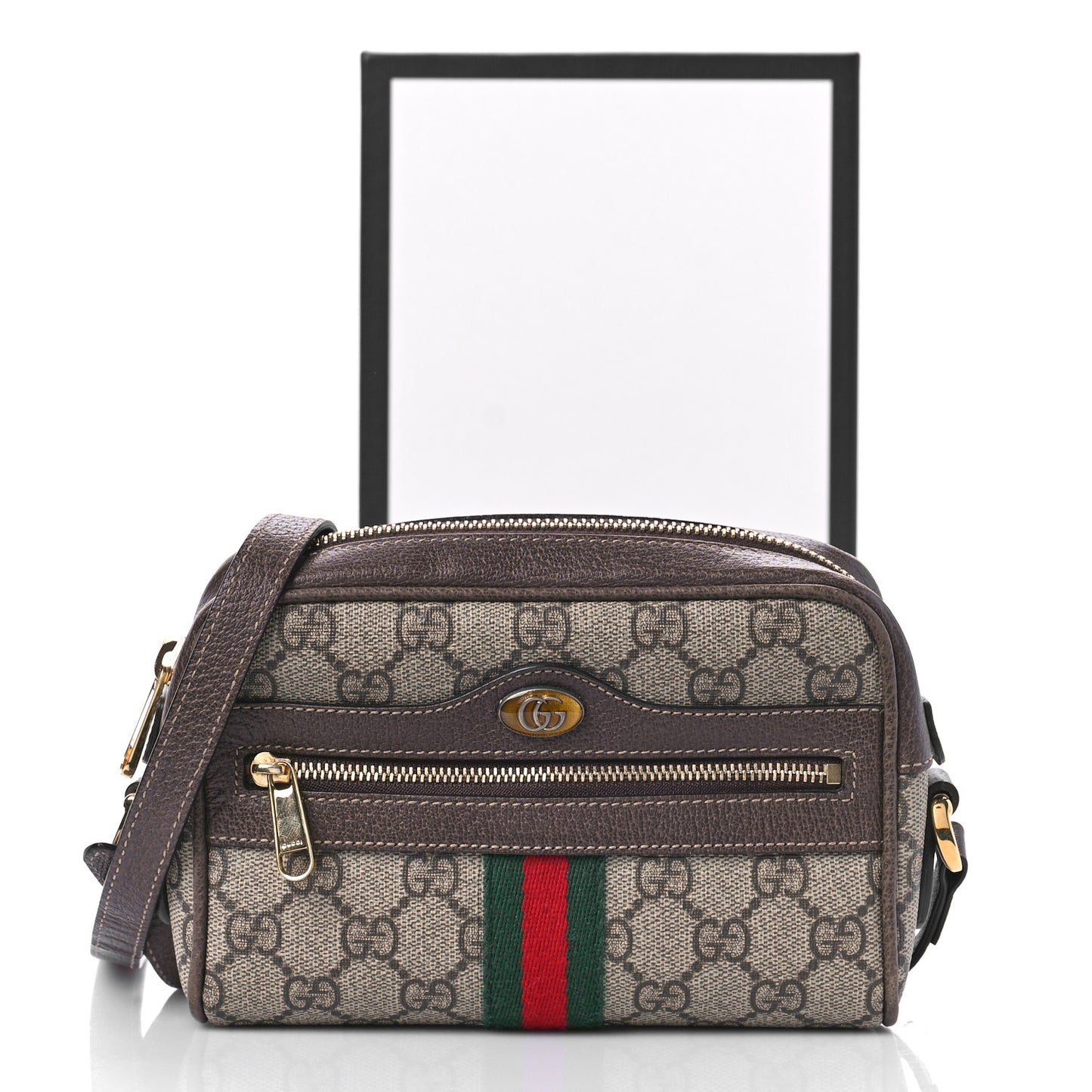 GG Supreme Monogram Web Mini Ophidia Shoulder Bag Brown