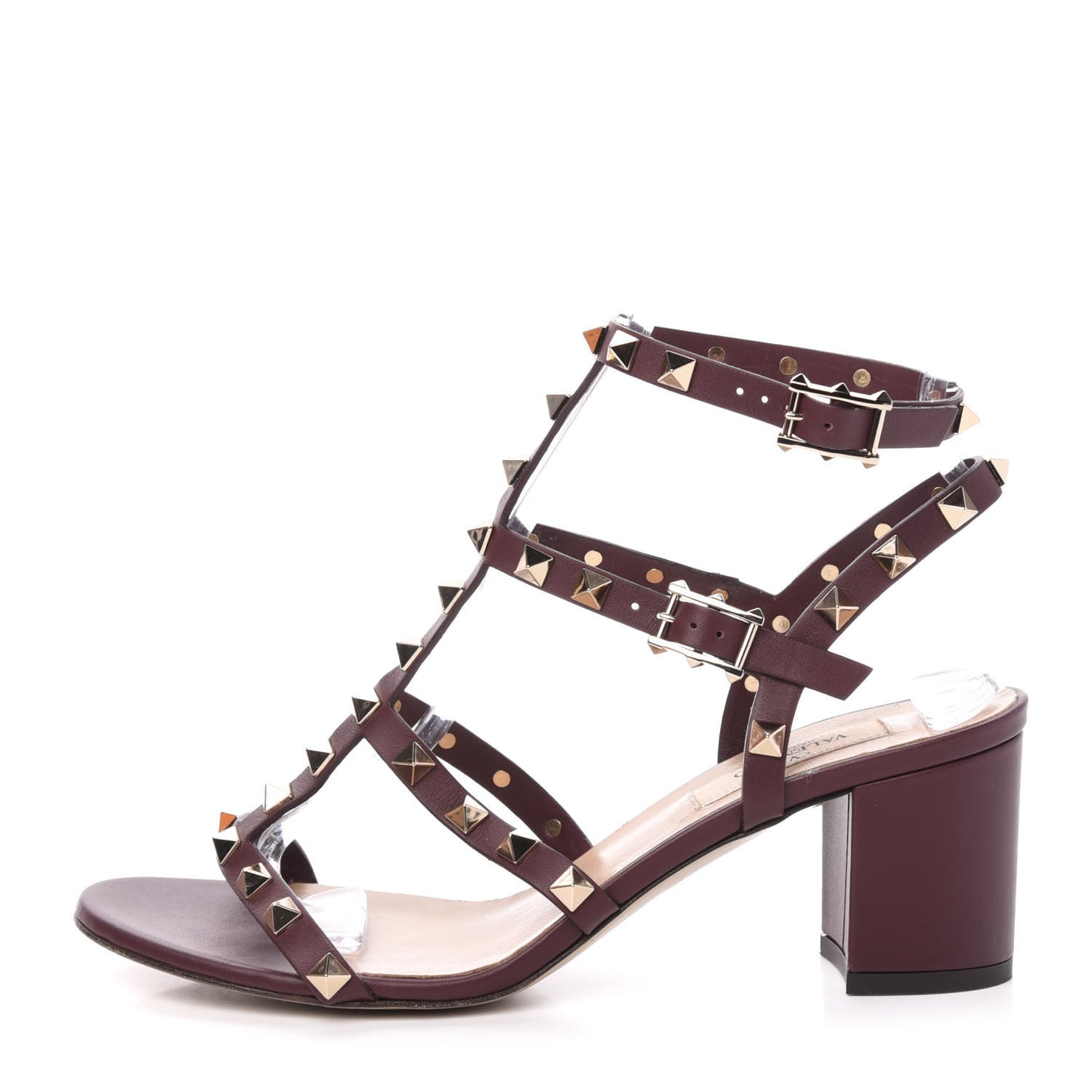 Calfskin Rockstud 60mm City Sandals 37.5 Rubin