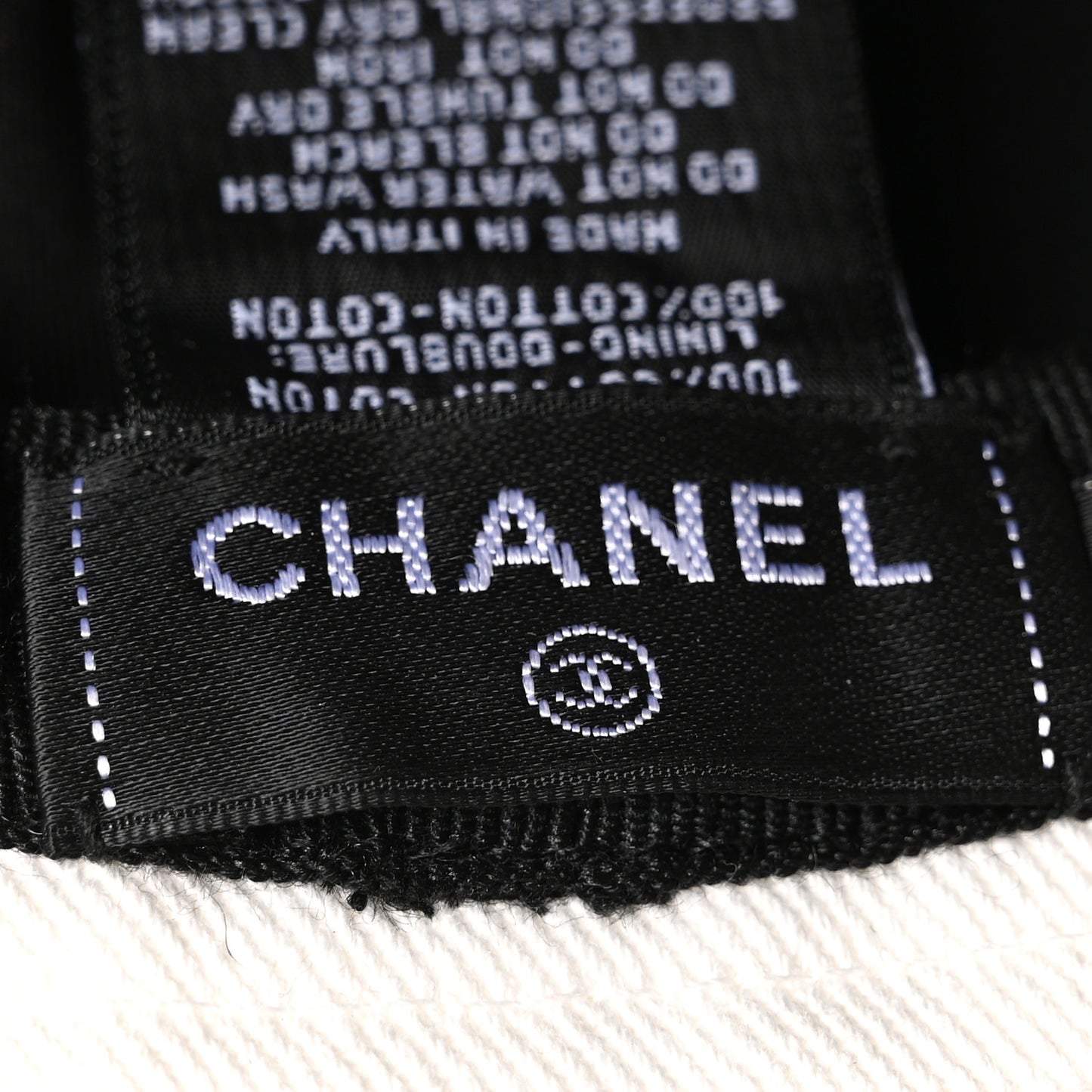 Denim Sequin Cloche Logo Bucket Hat M White