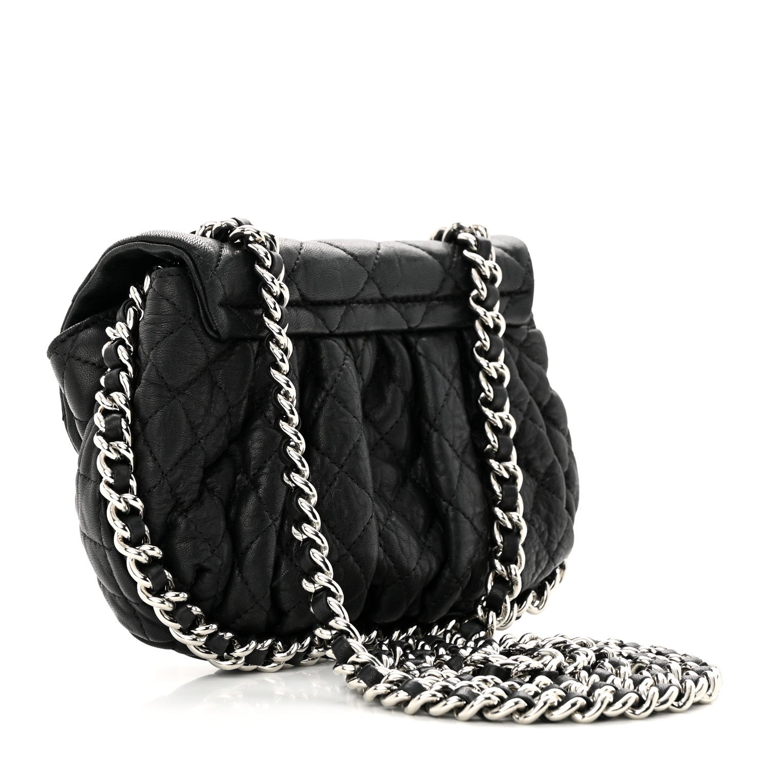 Chanel Washed Lambskin Quilted Mini Chain Around Flap Black 3 of 19
