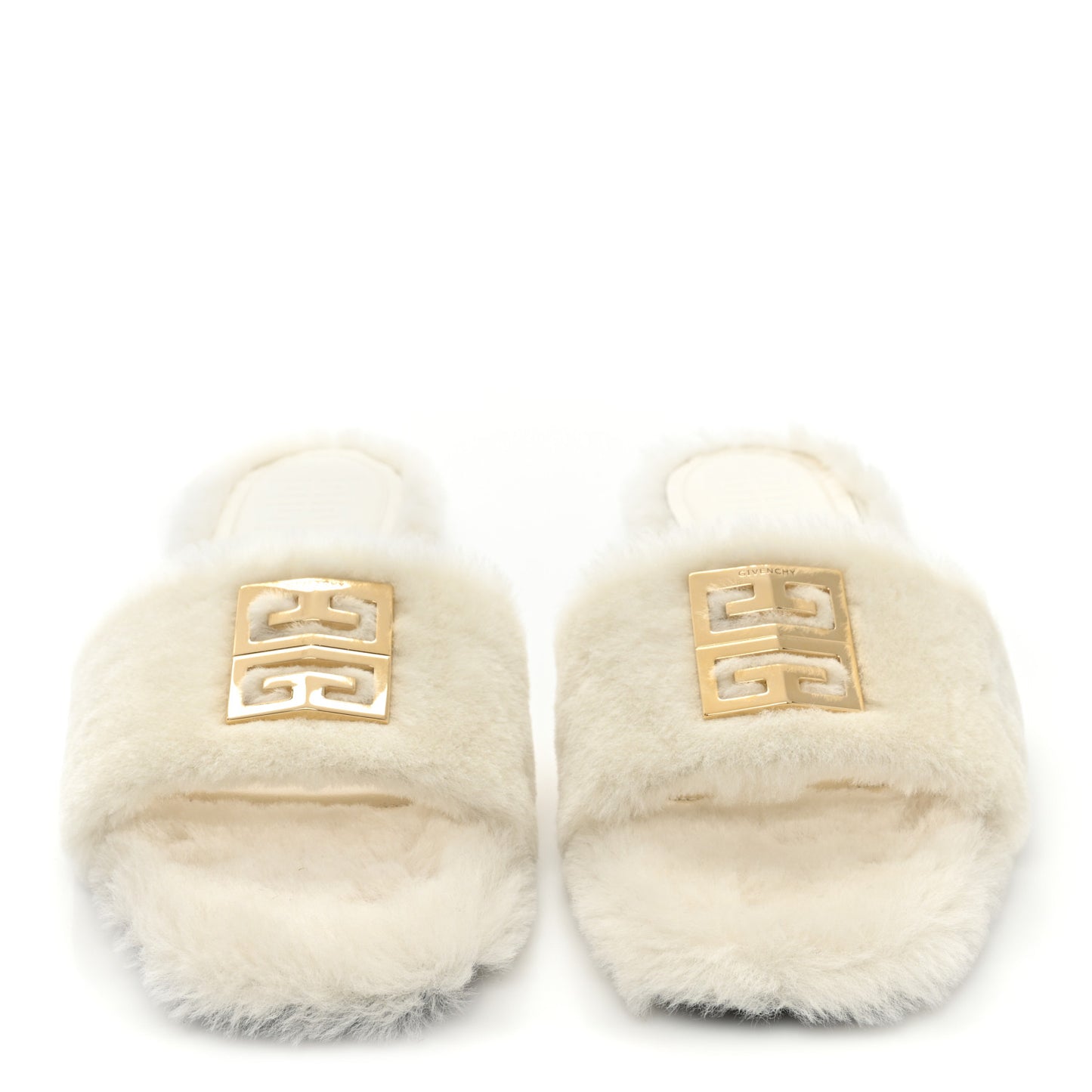 Shearling 4G Logo Mule Slide Sandals 41 Ivory