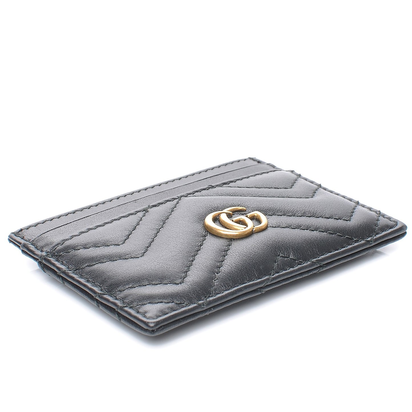 Calfskin Matelasse GG Marmont Card Holder Black