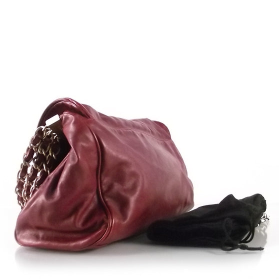 Lambskin Rock and Chain Flap Red