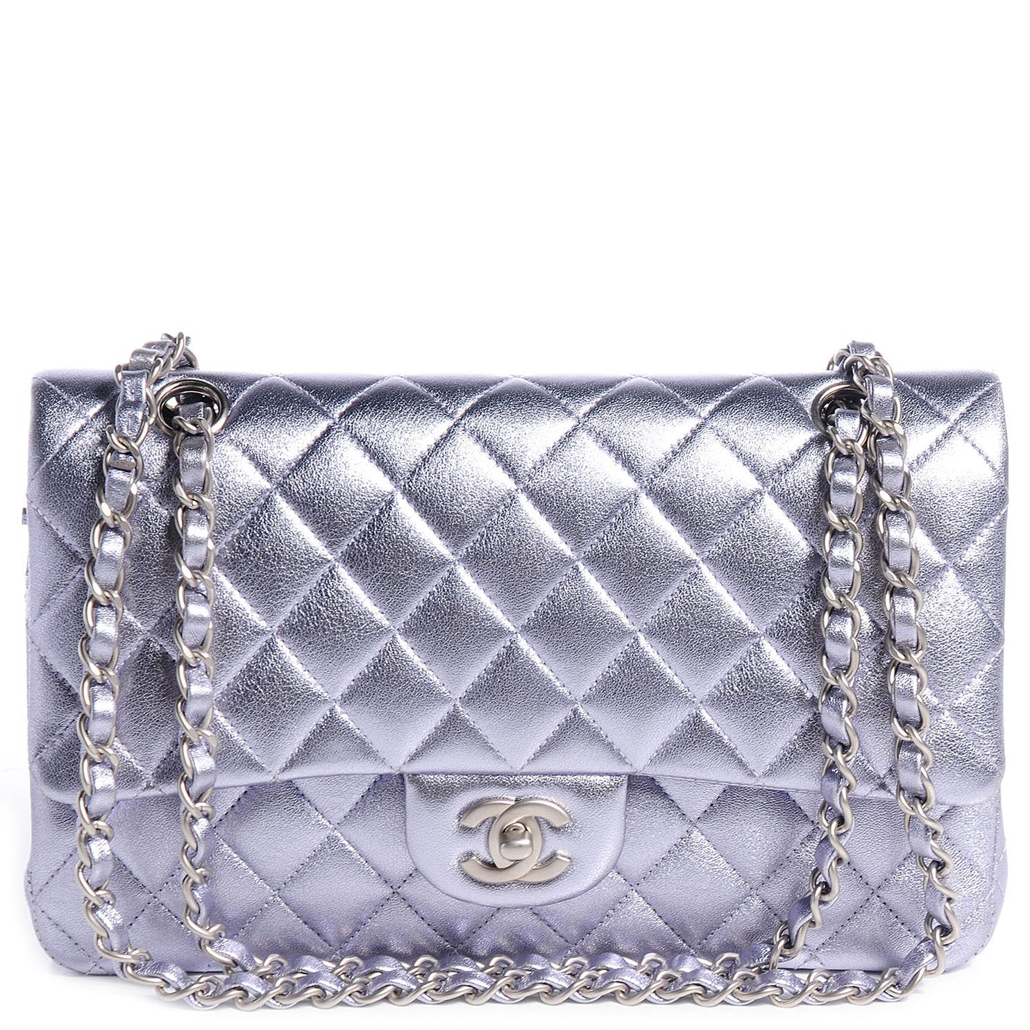 Chanel Metallic Lambskin Medium Double Flap Lilac 1 of 8