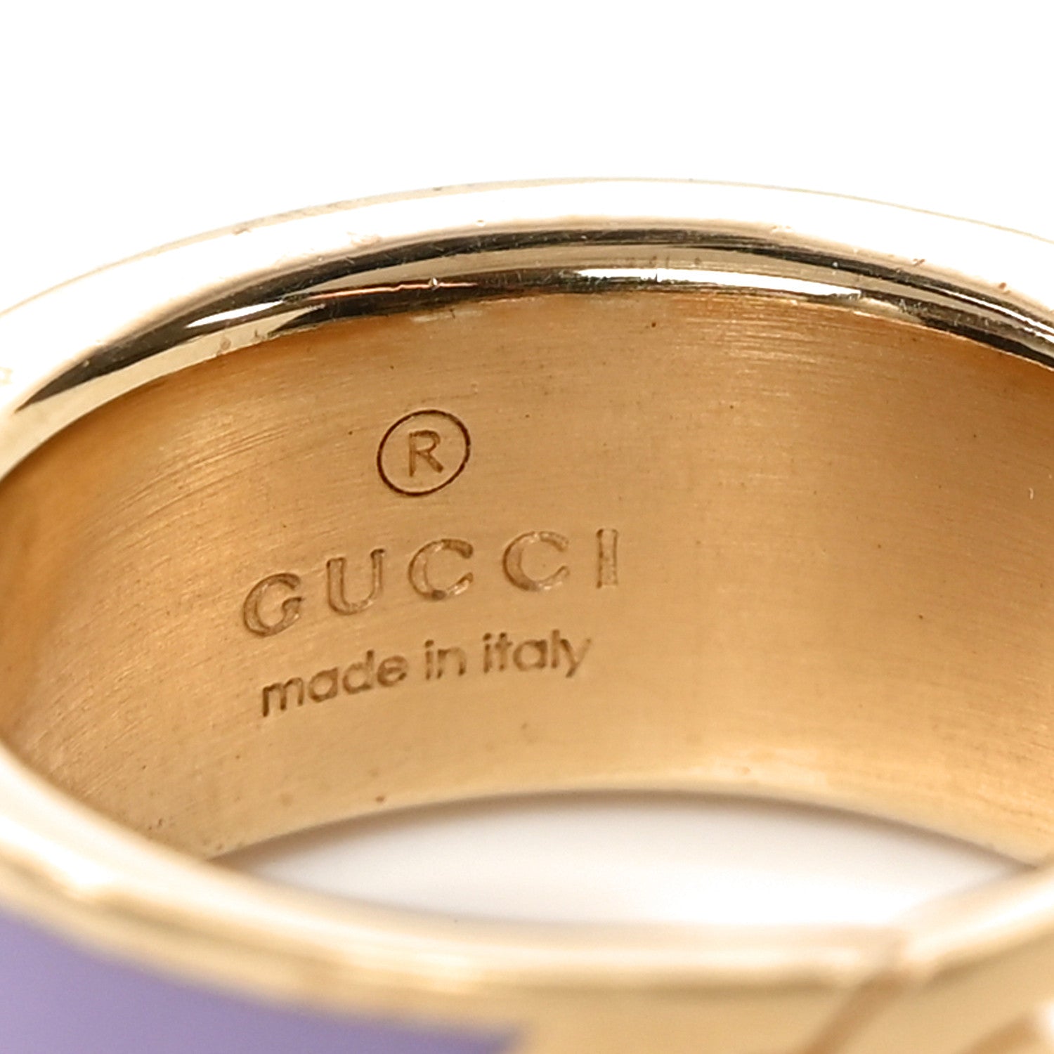 Gucci Metal Enamel Interlocking G Ring Gold Purple 4 of 5