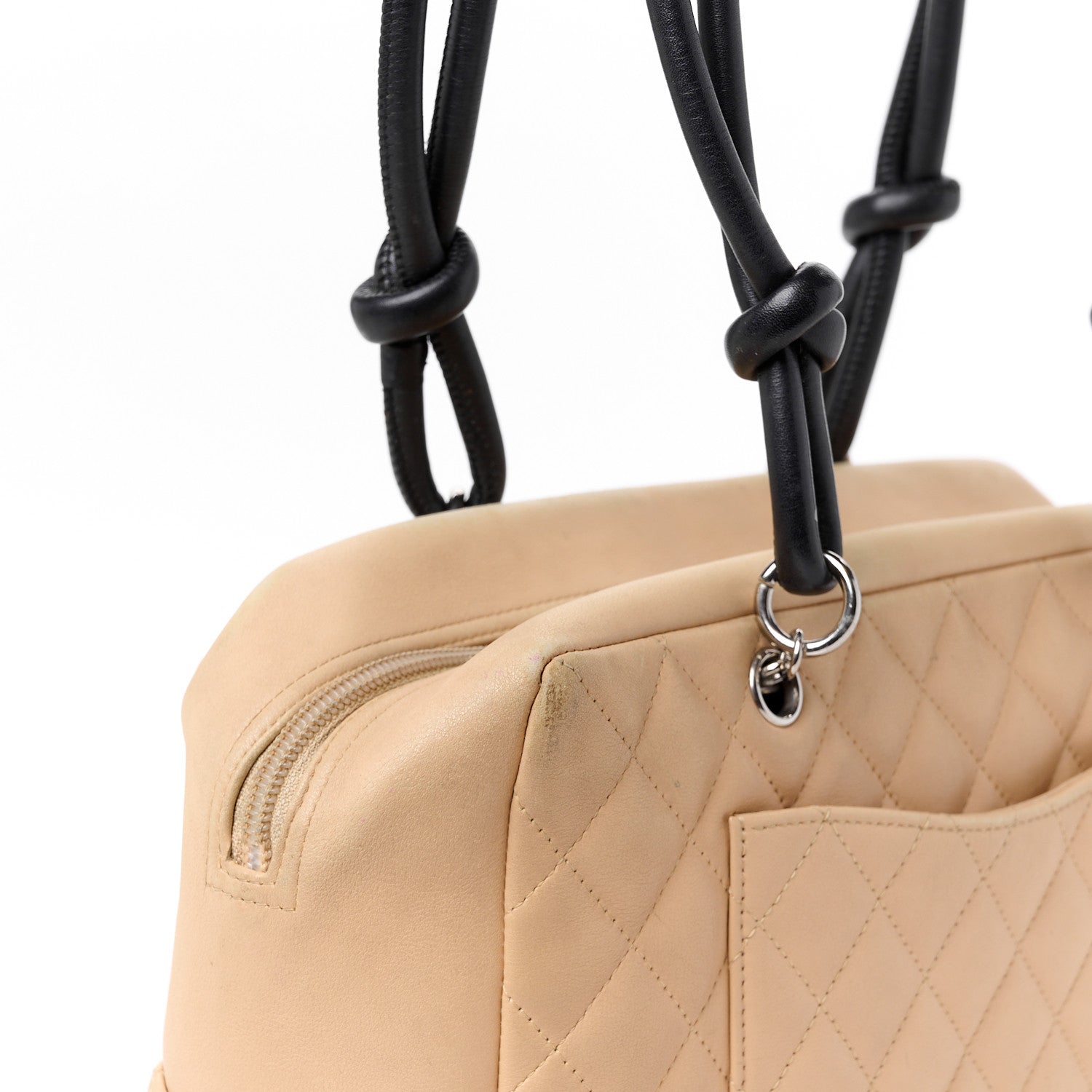 Chanel Calfskin Quilted Large Cambon Bowler Beige Black 13 of 15