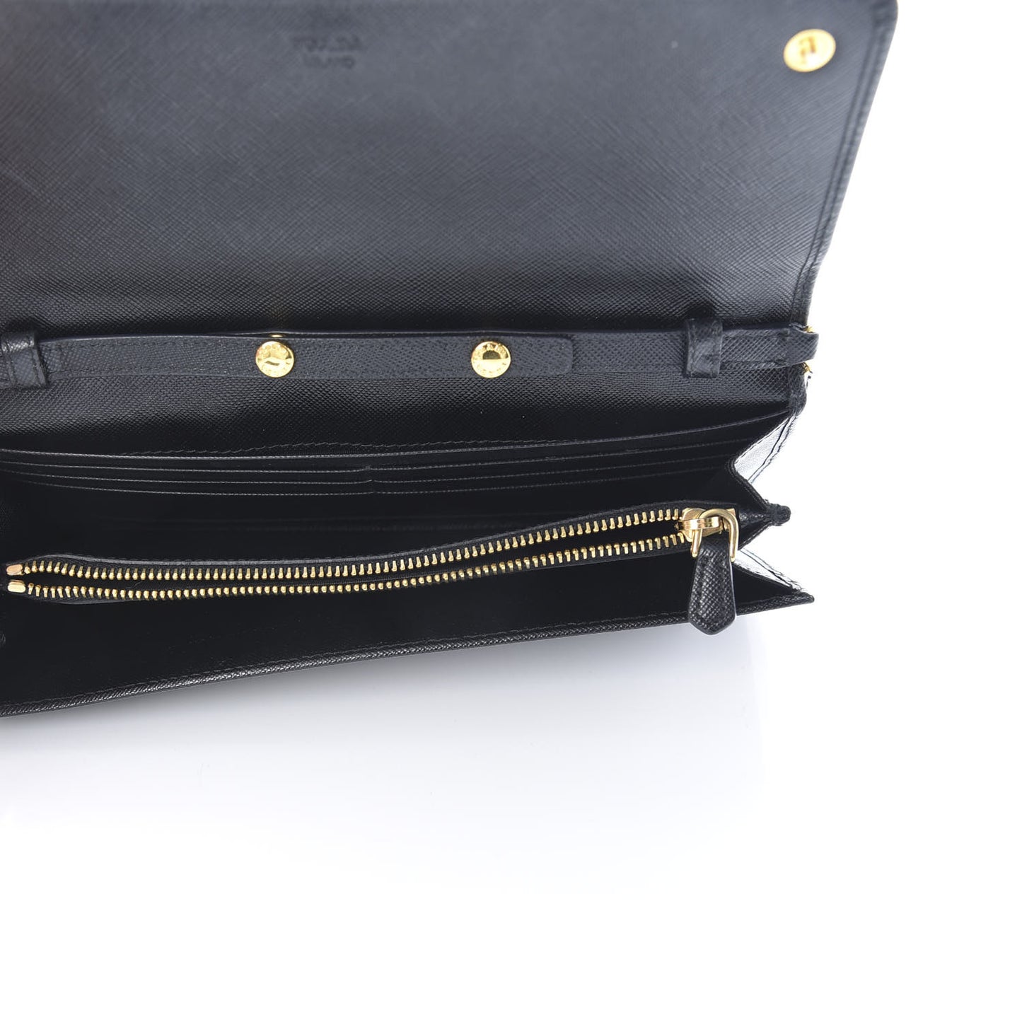 Saffiano Metal Oro Chain Wallet Black