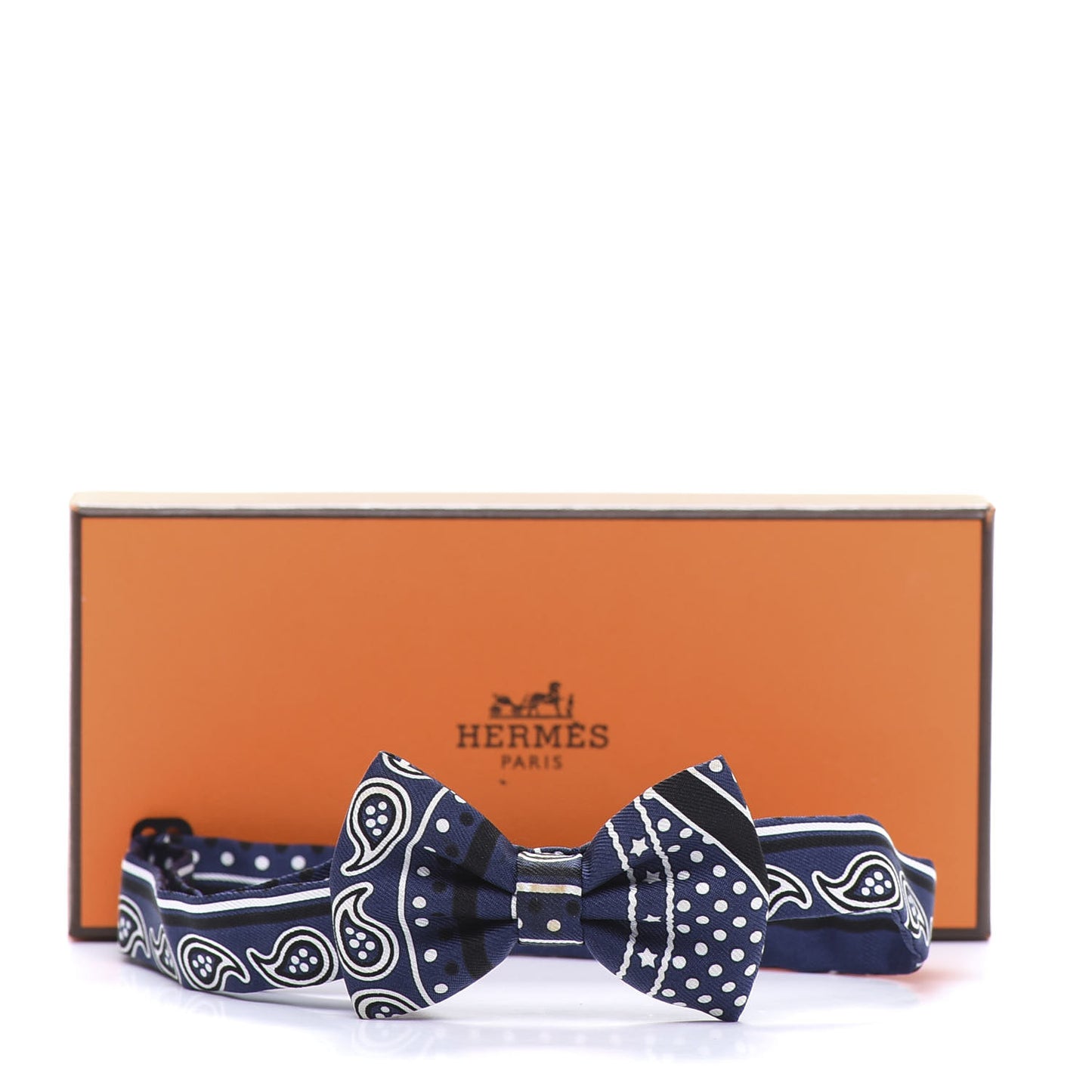 Silk Peuple Du Vent Bandana Twill Bow Tie Marine White Black