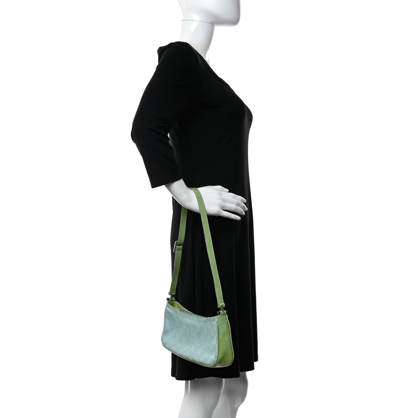 Canvas Patent Monogram Shoulder Bag Green Blue