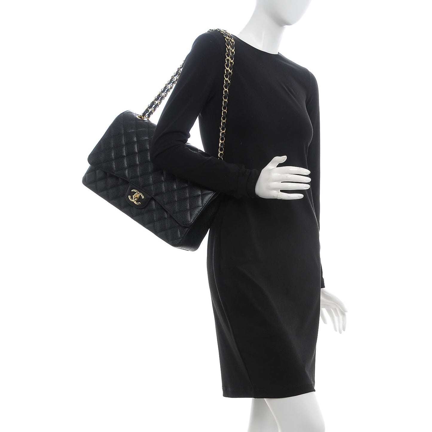 Caviar Quilted Maxi Double Flap Black