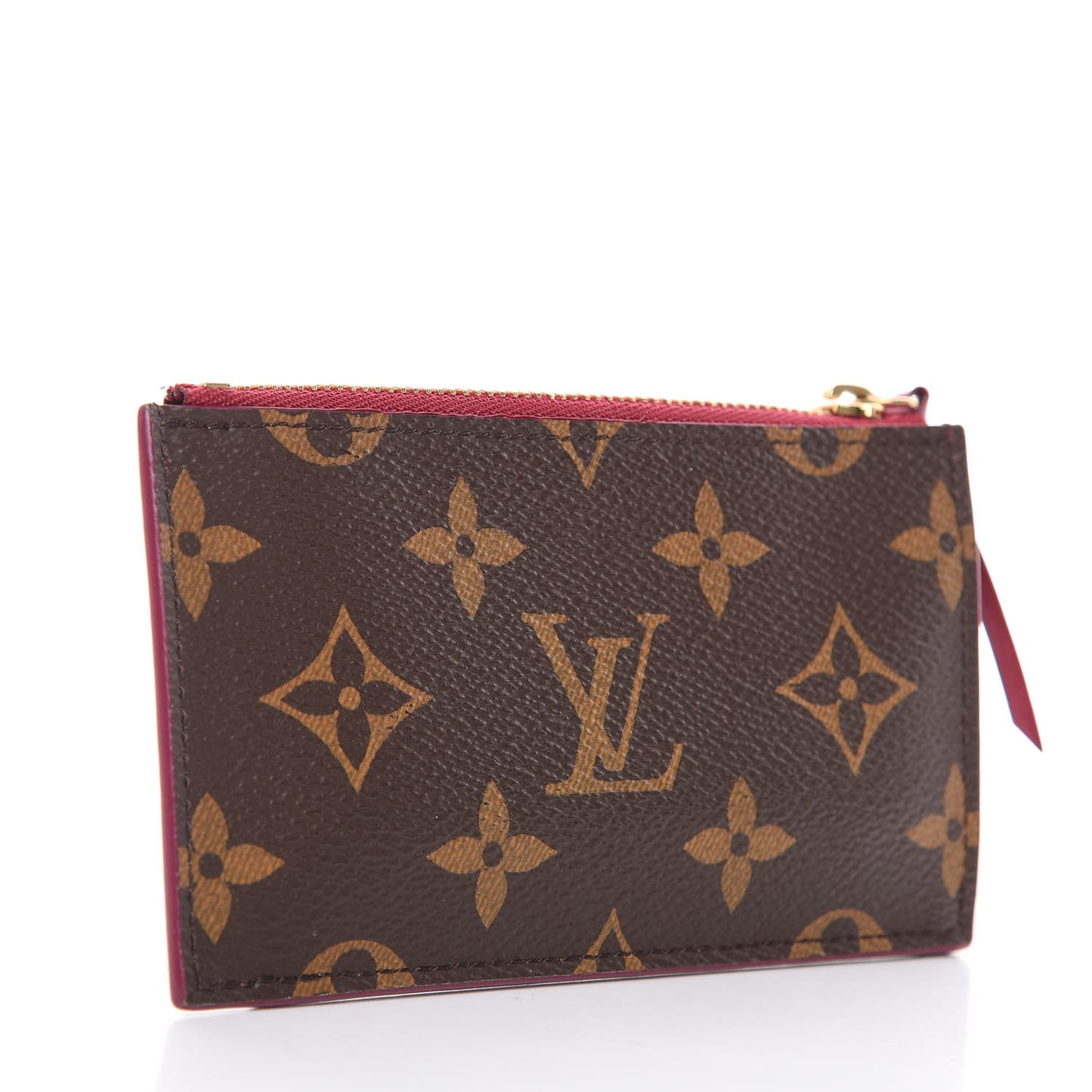 Monogram Zipped Card Holder Fuchsia