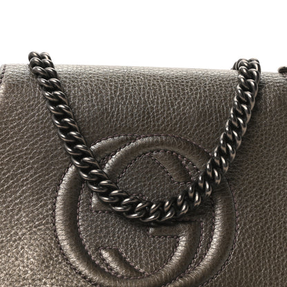 Gucci Metallic Pebbled Calfskin Small Soho Flap Crossbody Sasso 8 of 10