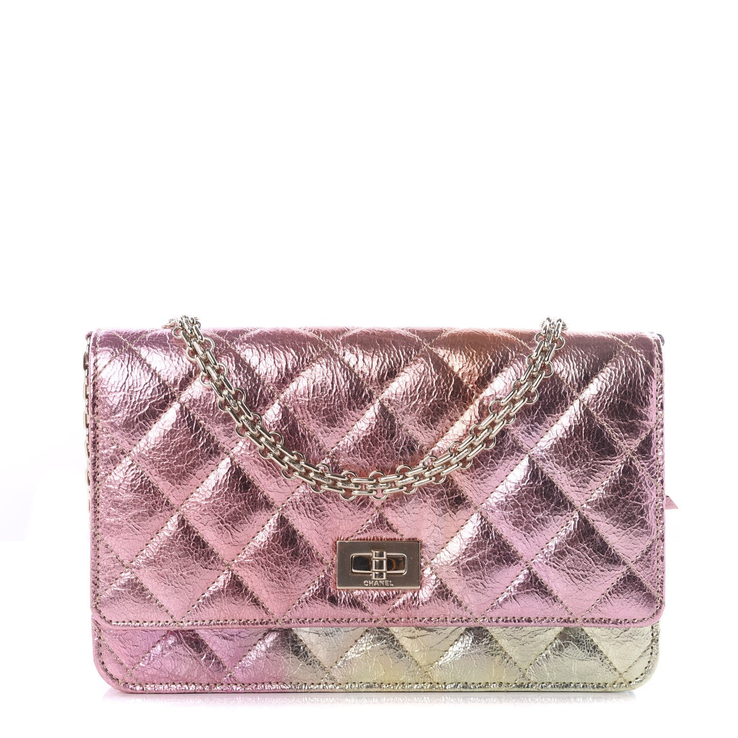 Metallic Goatskin Quilted 2.55 Reissue Wallet on Chain WOC Multicolor