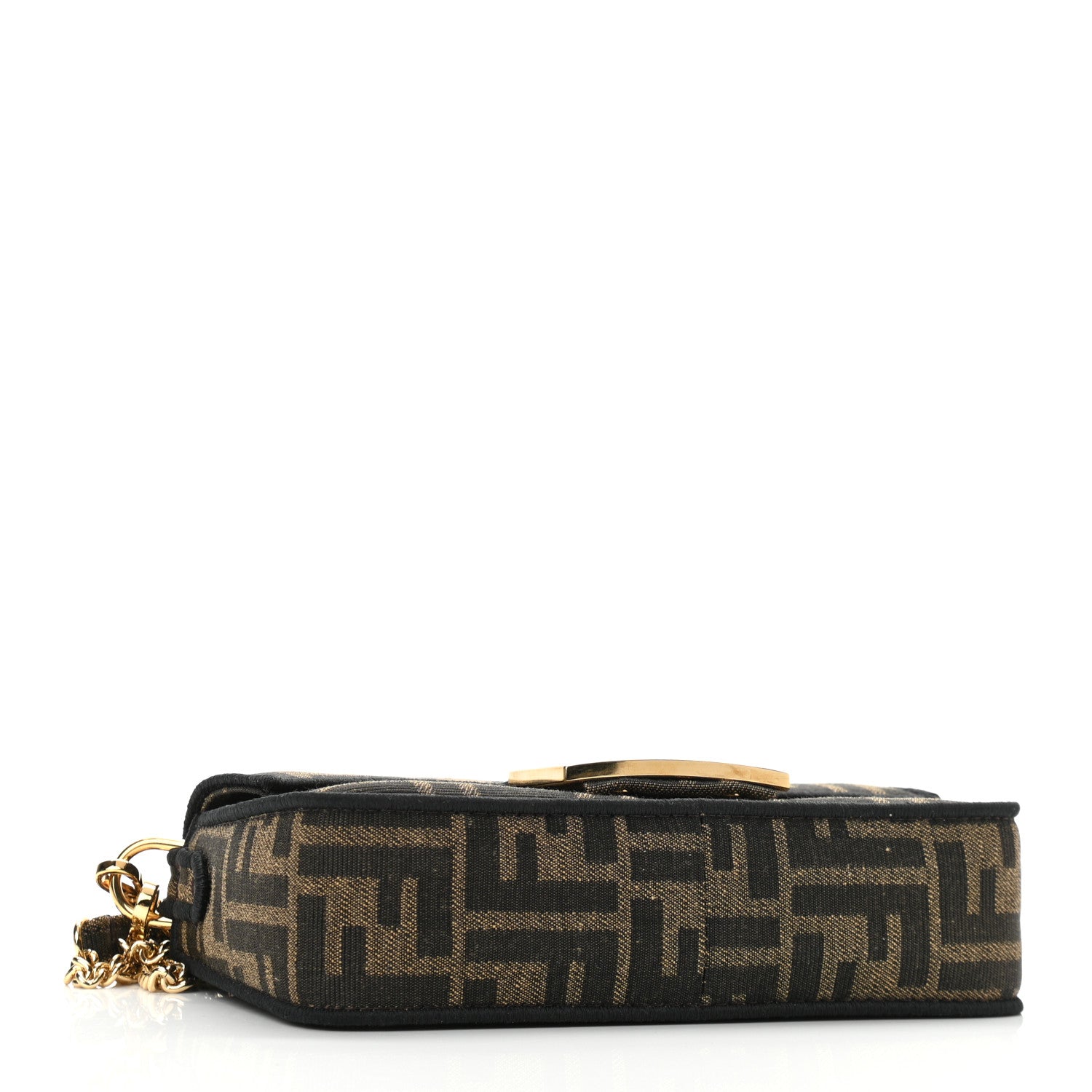 Fendi Fabric Jacquard FF 1974 Mini Baguette Tobacco Moro Black 4 of 9