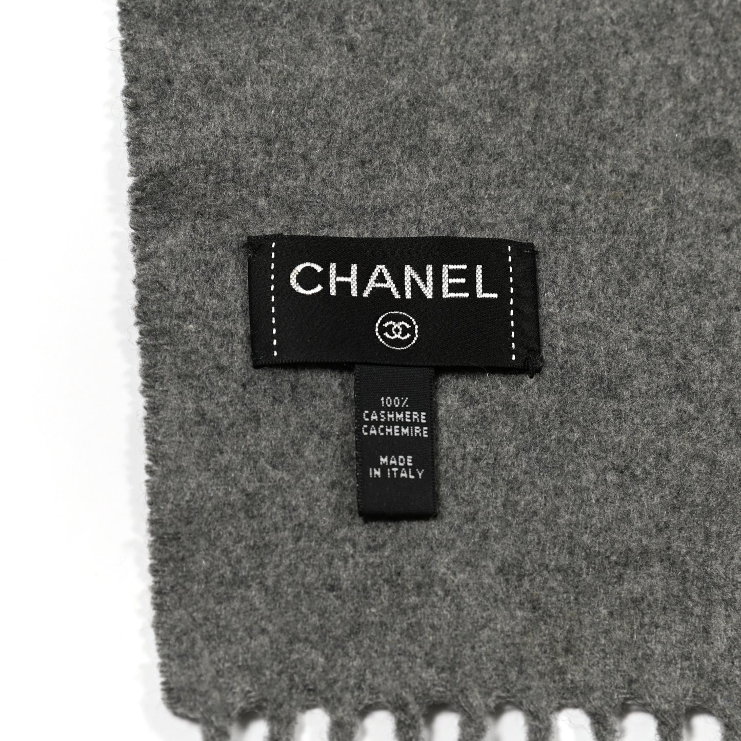 Cashmere Chain CC Fringe Scarf Grey