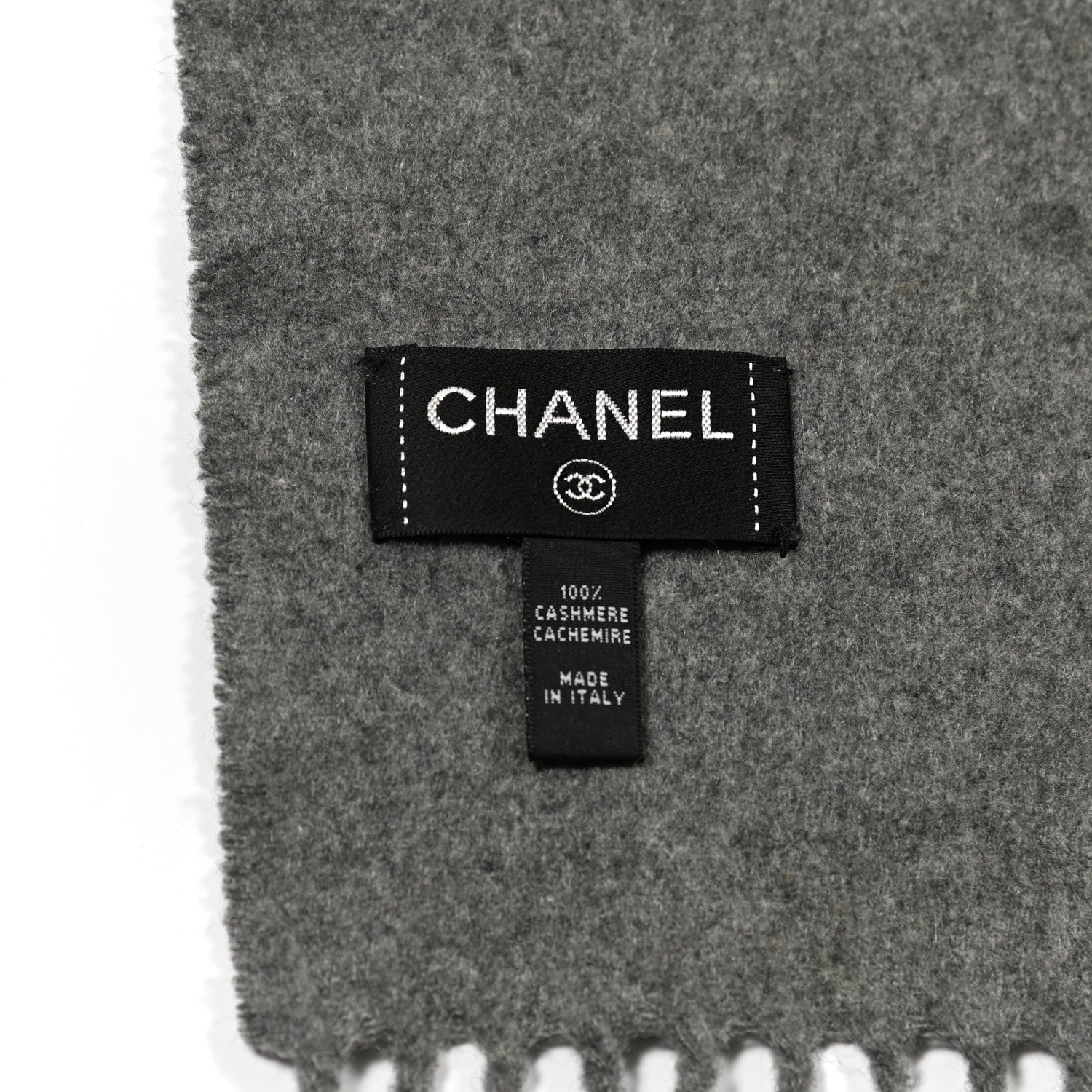 Chanel Cashmere Chain CC Fringe Scarf Grey 4 of 4