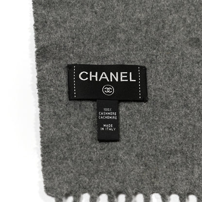 Chanel Cashmere Chain CC Fringe Scarf Grey 4 of 4