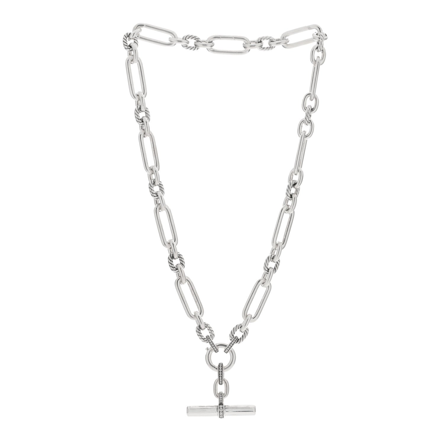 David Yurman Sterling Silver Diamond Lexington Chain Necklace 2 of 3