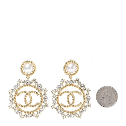 Chanel Pearl Crystal CC-Casino Clip On Earrings Gold 2 of 5