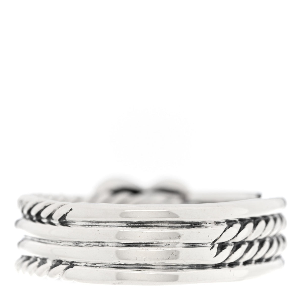 David Yurman Sterling Silver Diamond X Crossover Ring 54 6.75 3 of 4