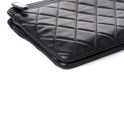 Chanel Lambskin Quilted Small Zipped Boy Pouch Black 5 of 12