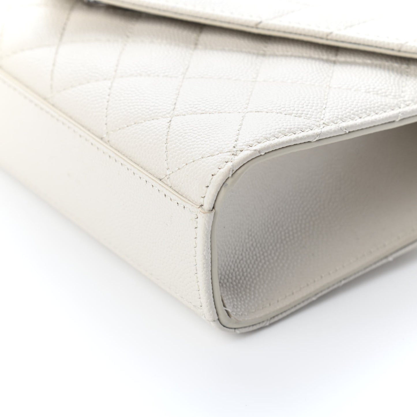 Grain De Poudre Textured Mixed Matelasse Triquilt Small Monogram Satchel Optical White
