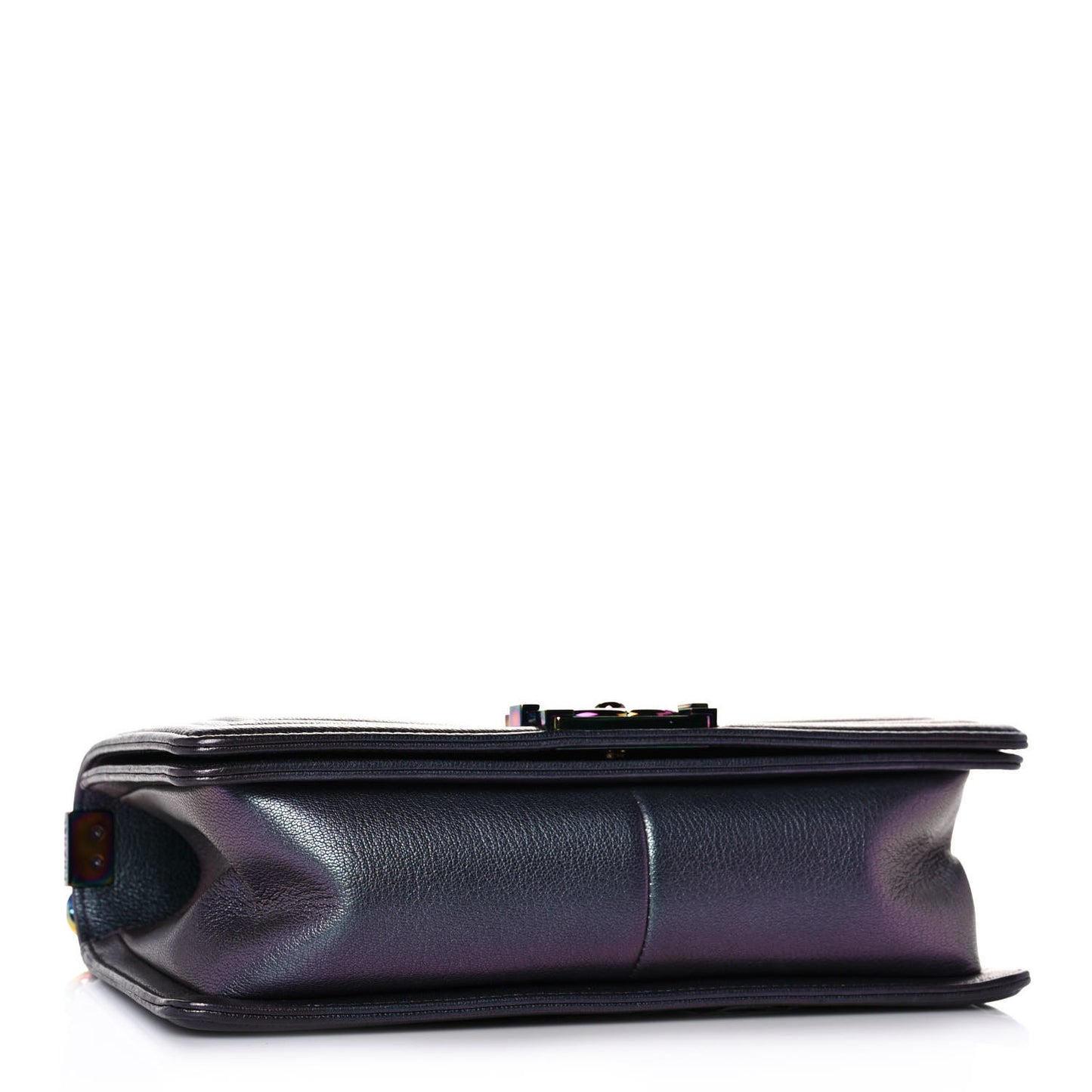 Iridescent Goatskin Quilted Medium Boy Flap Purple